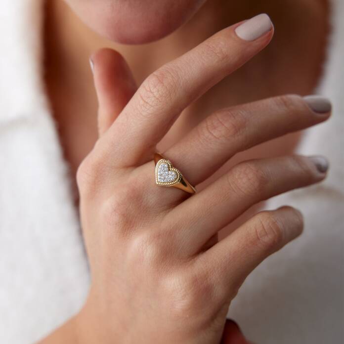 Taşlı Kalp Bold Yüzük - 1