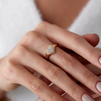 Taşlı Kalp Bold Yüzük - Rayna (1)