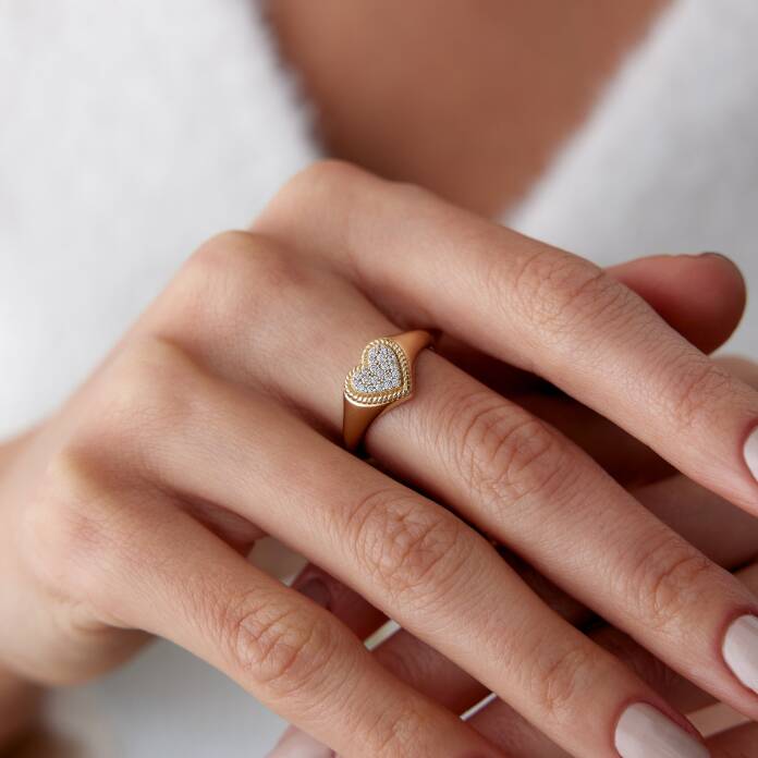 Taşlı Kalp Bold Yüzük - 2