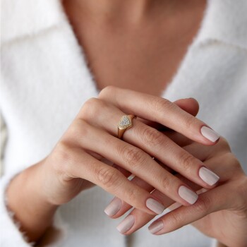 Taşlı Kalp Bold Yüzük - 3