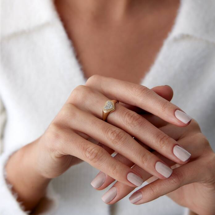 Taşlı Kalp Bold Yüzük - 3