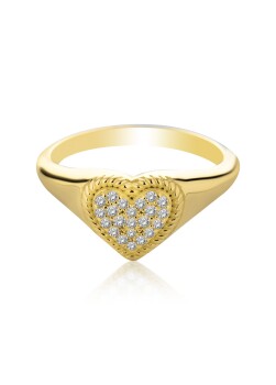 Taşlı Kalp Bold Yüzük - 4