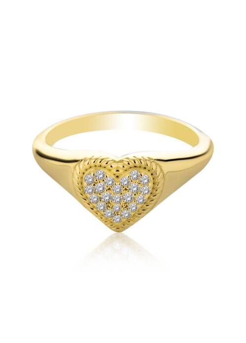 Taşlı Kalp Bold Yüzük - 4