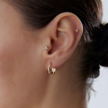 Taşlı Kalp Cleat Küpe - Koçak