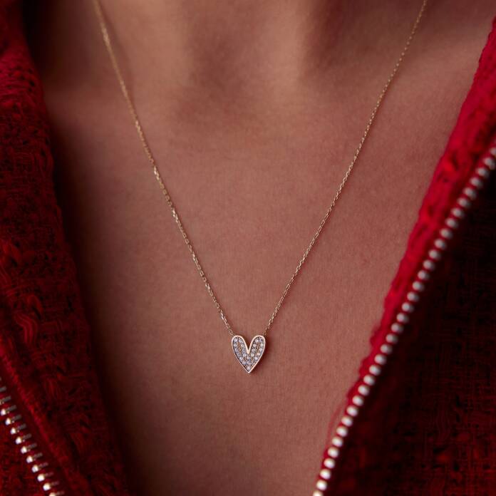 Taşlı Kalp Figür Kolye - 1
