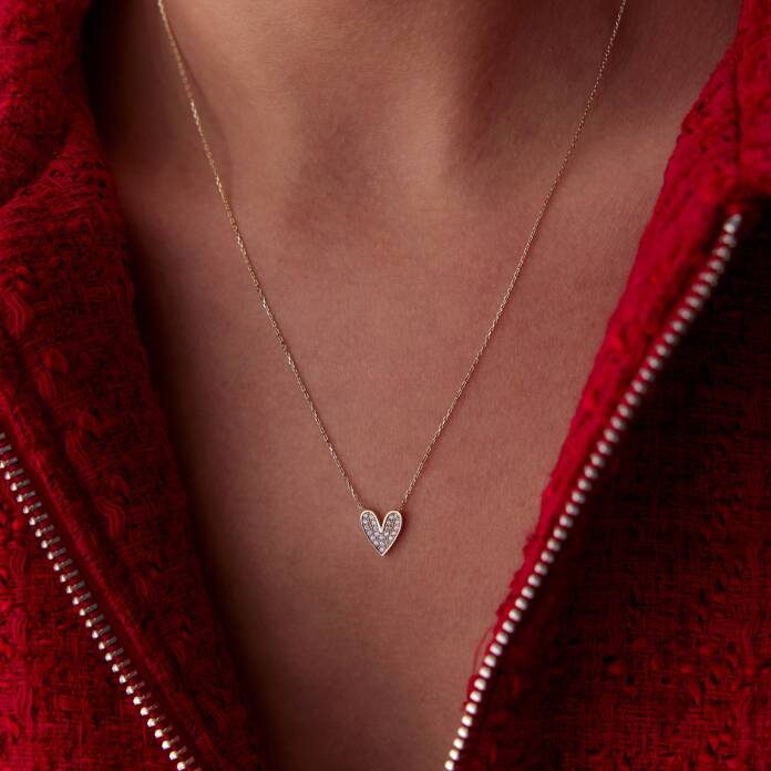 Taşlı Kalp Figür Kolye - 2