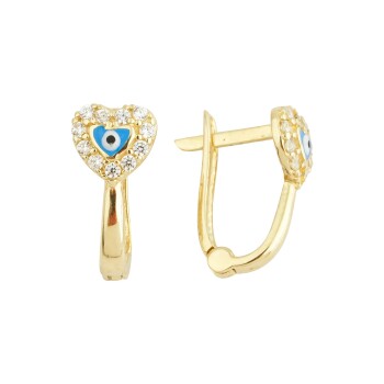 Taşlı Kalp Göz Çocuk Küpesi - Melike