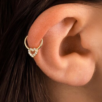 Taşlı Kalp Motifli Helix Piercing - Dianora (1)