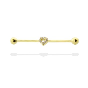 Taşlı Kalp Motifli Köprü Piercing - Dianora