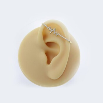 Taşlı Kalp Ritmi Industrial Earcuff - Dianora (1)