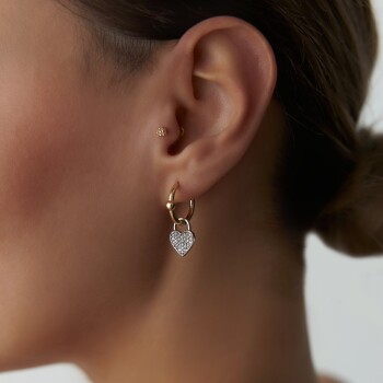 Taşlı Kalp Sallantılı Küpe - Garo (1)