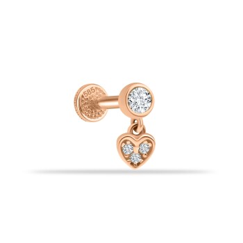 Taşlı Kalp Sallantılı Minimal Tragus Piercing - Dianora
