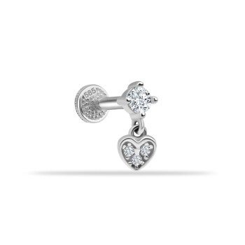 Taşlı Kalp Sallantılı Minimal Tragus Piercing - Dianora (1)