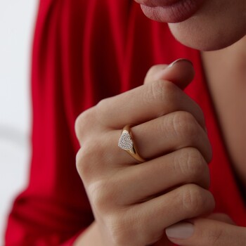 Taşlı Kalp Şovalye Yüzük - Nüans