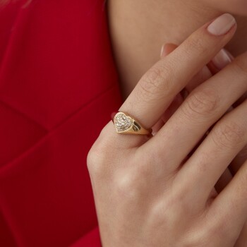 Taşlı Kalp Şovalye Yüzük - Gökhan Bera (1)