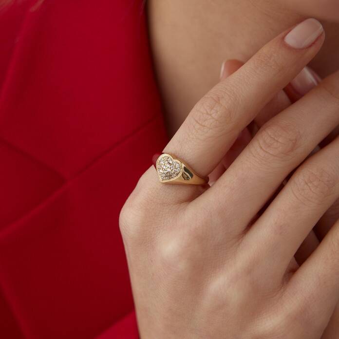 Taşlı Kalp Şovalye Yüzük - 2