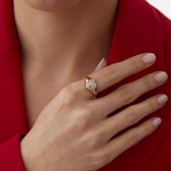 Taşlı Kalp Şovalye Yüzük - 3