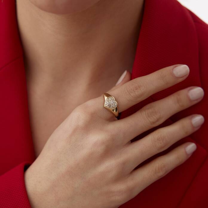 Taşlı Kalp Şovalye Yüzük - 3