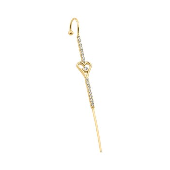 Taşlı Kalpli Hook Baston Küpe - 1