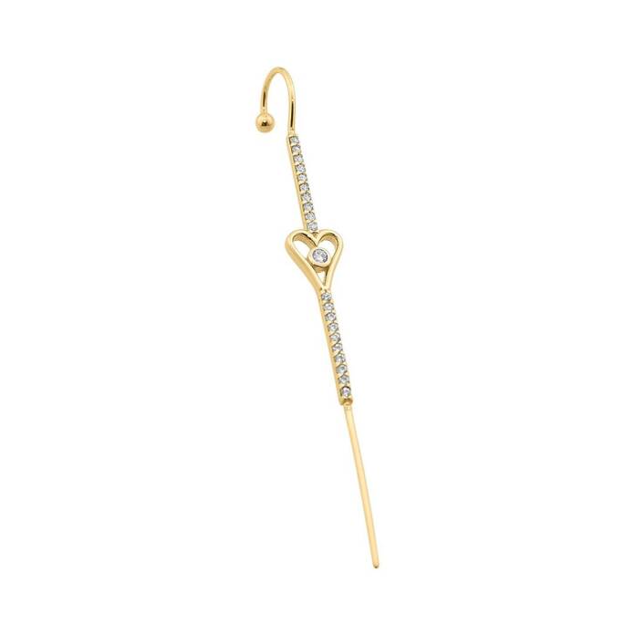 Taşlı Kalpli Hook Baston Küpe - 1