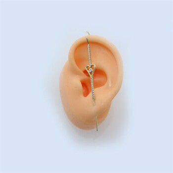 Taşlı Kalpli Hook Baston Küpe - Dianora (1)