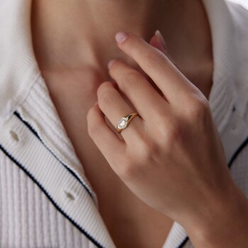 Taşlı Kalpli Şovalye Yüzük - Alen