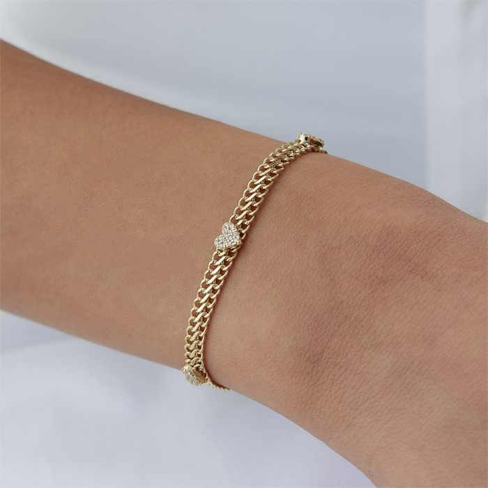 Taşlı Kalpli Viyana Bileklik - 3