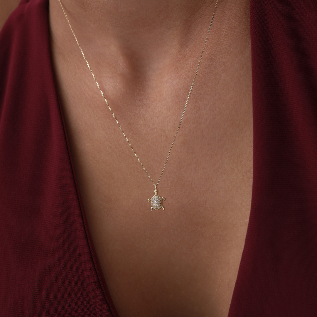 Taşlı Kaplumbağa Kolye - 3