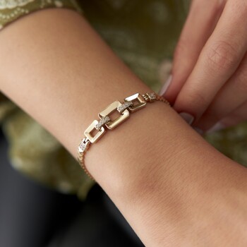 Taşlı Kare Balıksırtı Bileklik - Özer