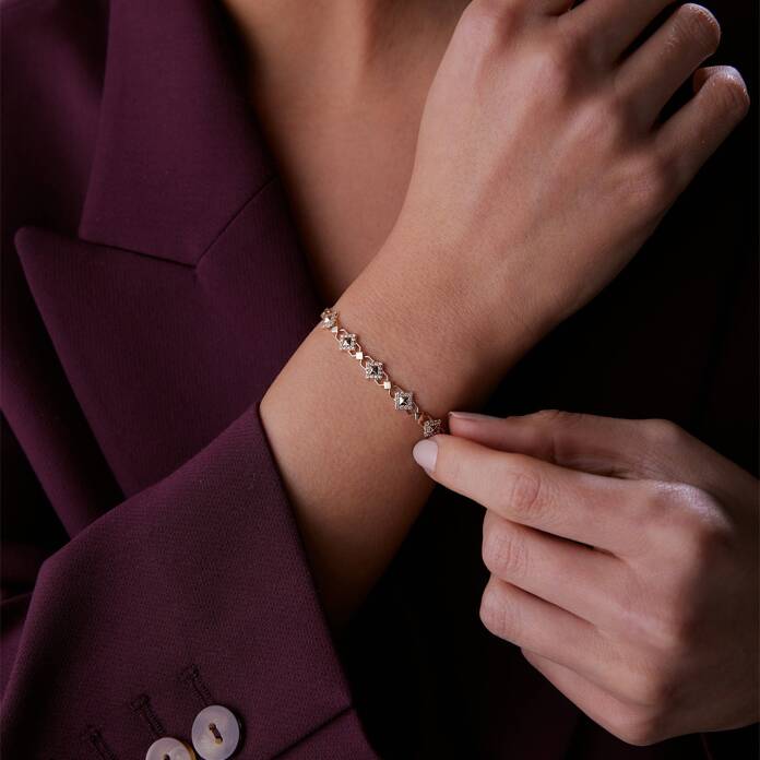 Taşlı Karo Köşeli Ataç Bileklik - 2