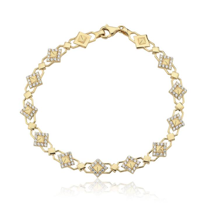 Taşlı Karo Köşeli Ataç Bileklik - 3