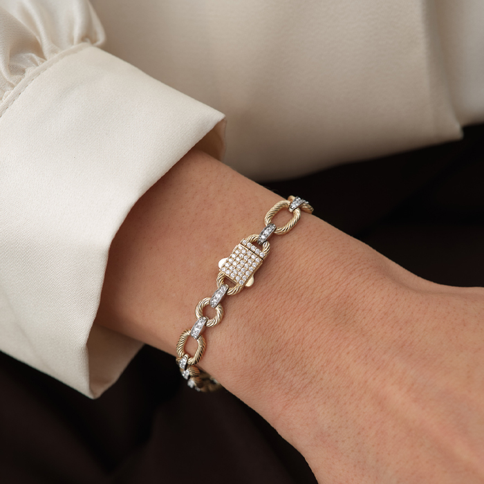 Taşlı Kilit Detaylı Halka Altın Bileklik - Gökhan Bera (1)