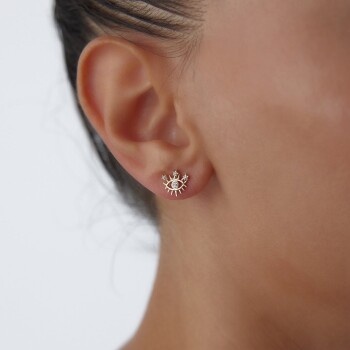 Taşlı Kirpik Detay Göz Küpe - Koçak