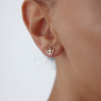 Taşlı Kirpik Detay Göz Küpe - Koçak (1)