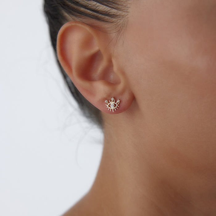 Taşlı Kirpik Detay Göz Küpe - Koçak