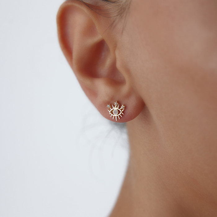 Taşlı Kirpik Detay Göz Küpe - Koçak (1)