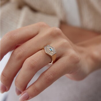 Taşlı Kirpik Şovalye Yüzük - Rayna (1)