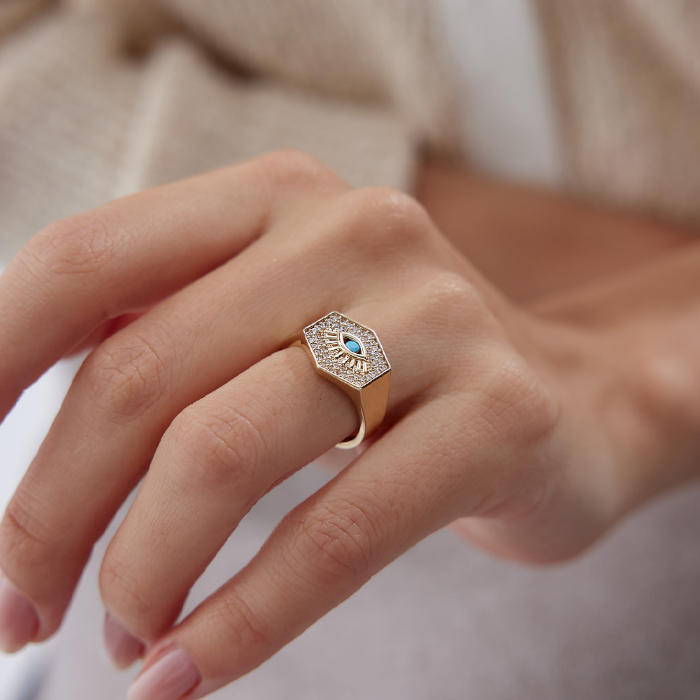 Taşlı Kirpik Şovalye Yüzük - Rayna (1)
