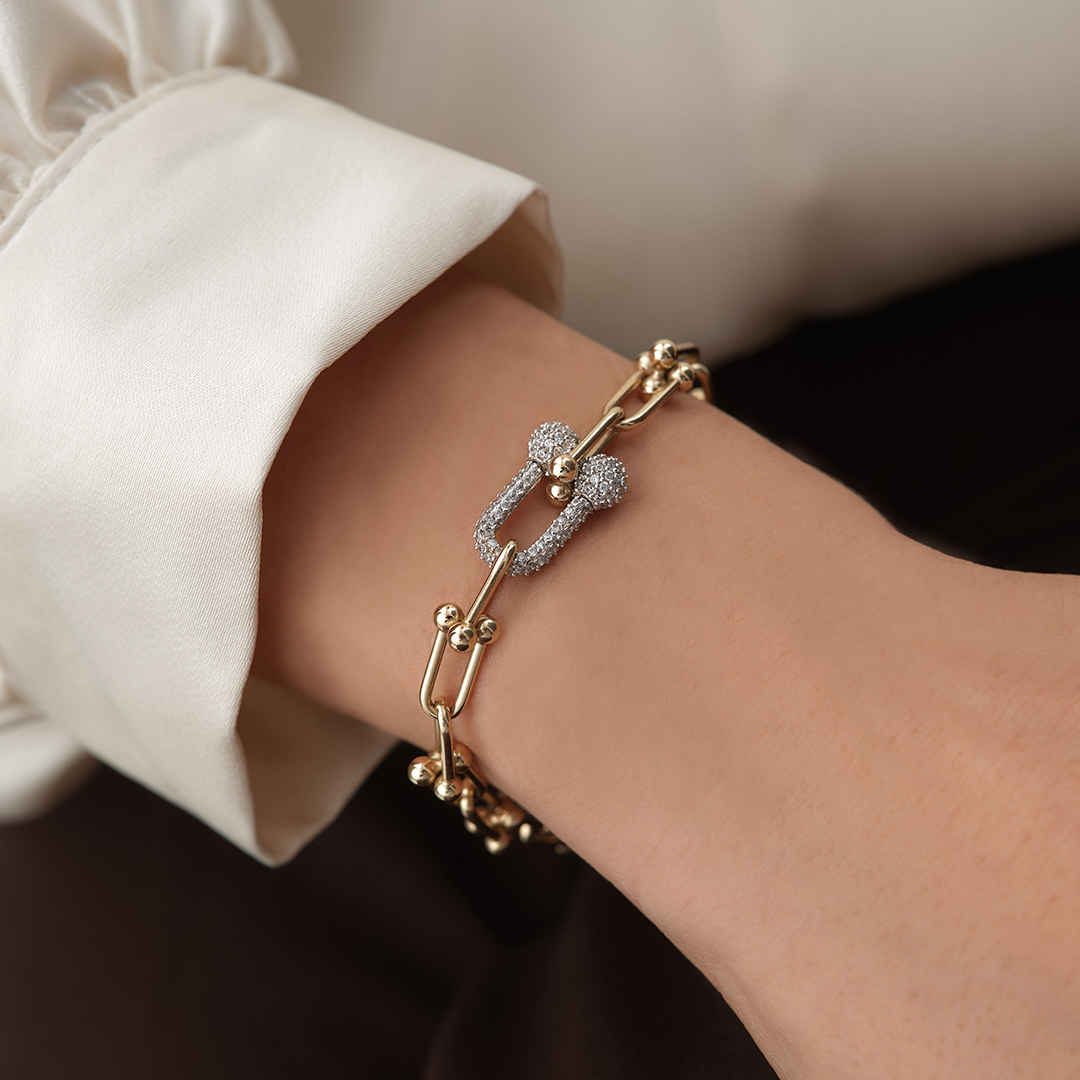 Taşlı Klips Detaylı Ataç Altın Bileklik - 2