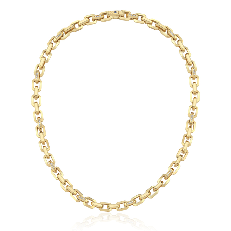 Taşlı Köşeli Ataç Zincir - Mazi