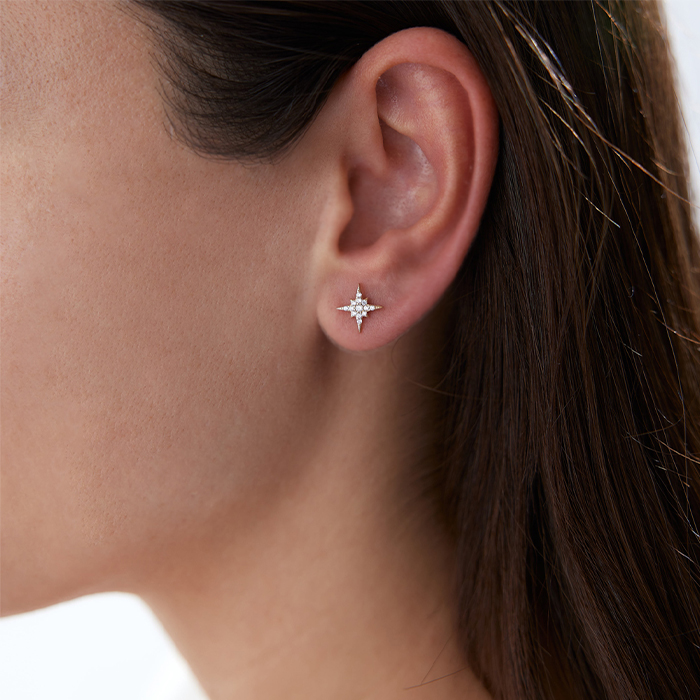 Taşlı Kutup Yıldızı Küpe - Rayna