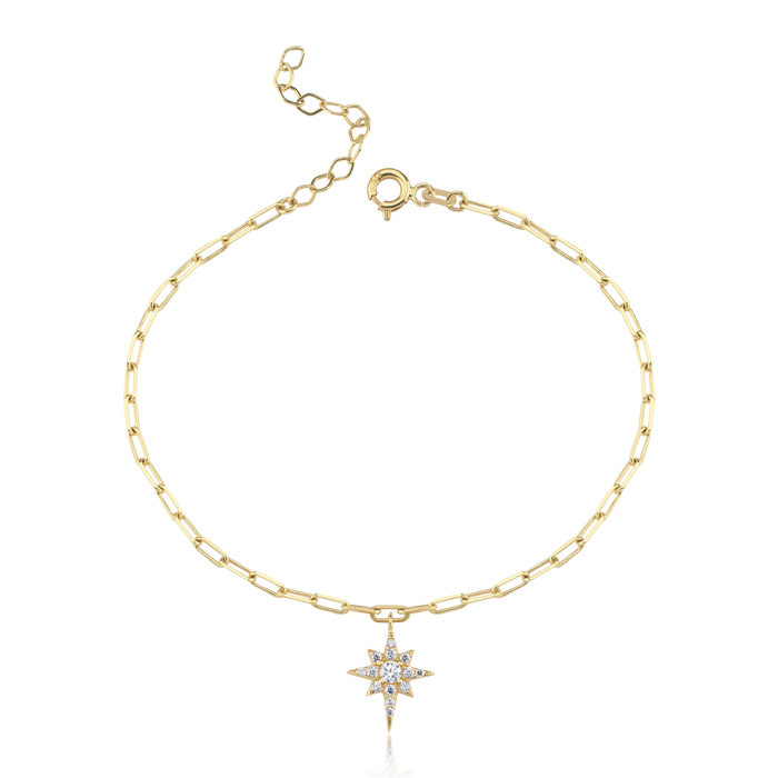 Taşlı Kuzey Yıldızı Ataç Altın Bileklik - Rayna