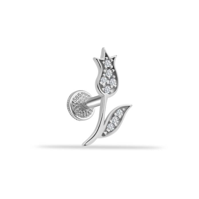 Taşlı Lale Minimal Tragus Piercing - 2