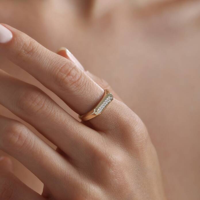 Taşlı Line Şovalye Yüzük - 1