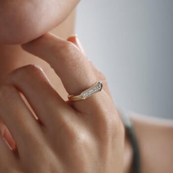 Taşlı Line Şovalye Yüzük - Rayna (1)