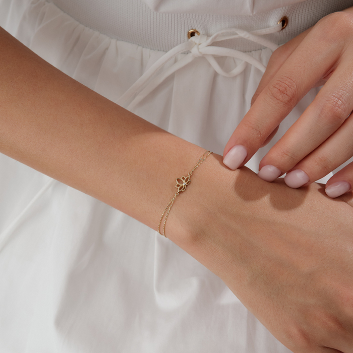 Taşlı Lotus Altın Bileklik - Rayna (1)