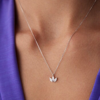 Taşlı Lotus Kolye - Rayna