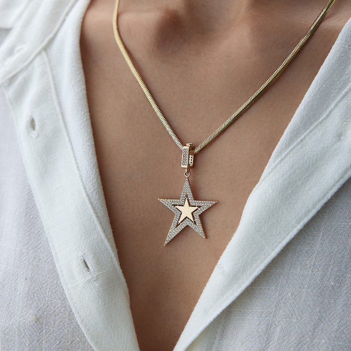 Taşlı Madalyon Yıldız Kolye - Koçak (1)