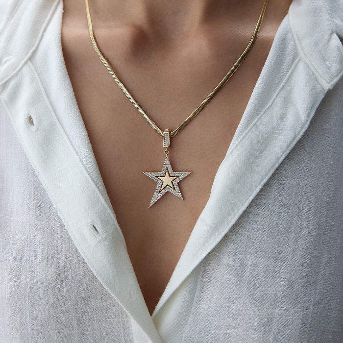 Taşlı Madalyon Yıldız Kolye - Koçak