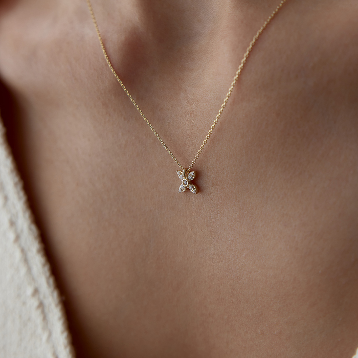 Taşlı Mini Çiçek Kolye - Alen (1)